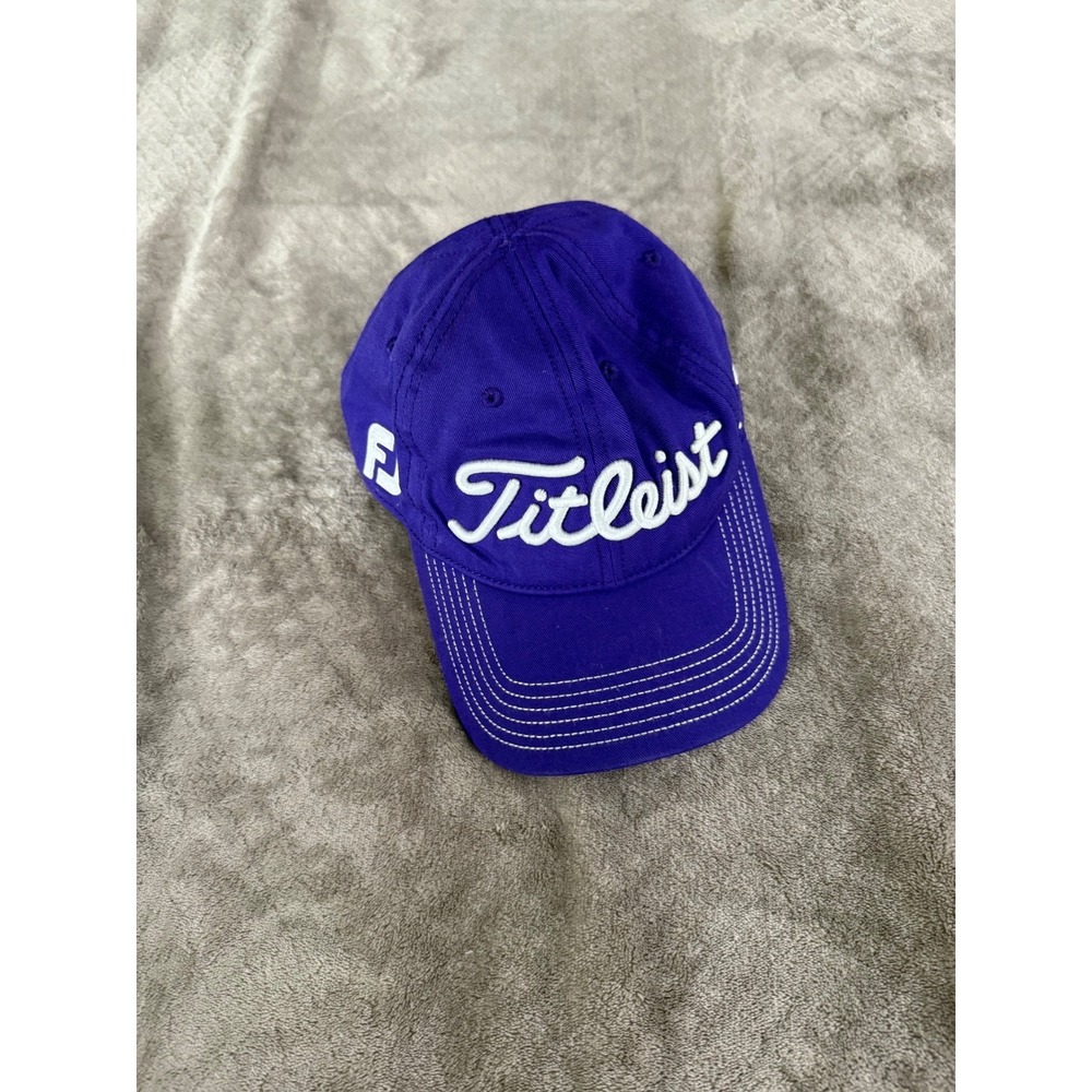 Titleist Golf Hat Purple Adjustable Strapback Cap FJ Pro V1 Embroidered Mens